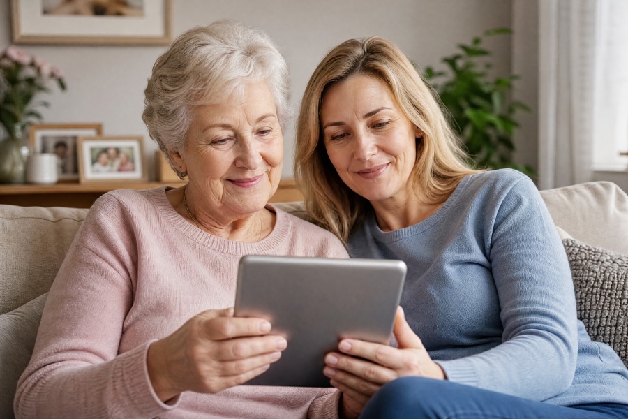 A daughter and her mom training together in the Brainmondo app