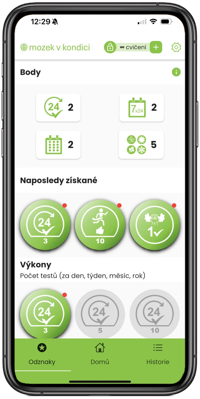 Brainmondo app screen with points and badges earned